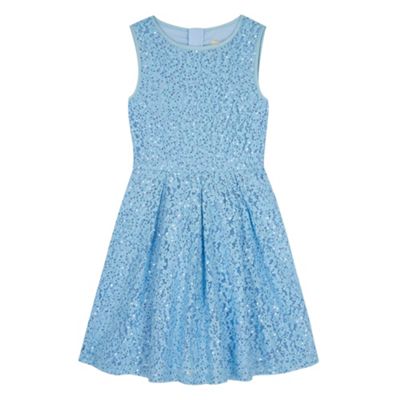 Yumi Girl Blue Sequin Embellished Lace Dress